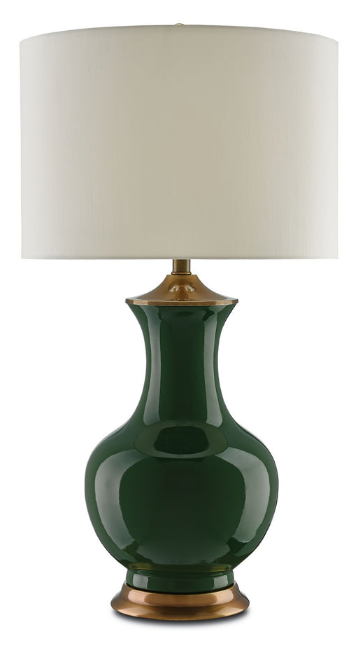 Currey and Company - 6000-0022 - One Light Table Lamp - Lilou - Green/Antique Brass