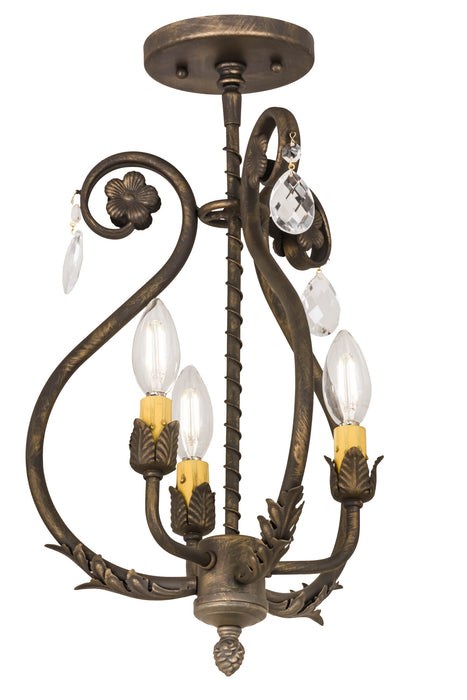 Meyda Tiffany - 174340 - Three Light Chandelier - Antonia - Antique Brass,Crystal