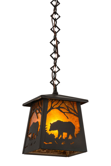 Meyda Tiffany - 178383 - One Light Mini Pendant - Bear At Dawn - Wrought Iron