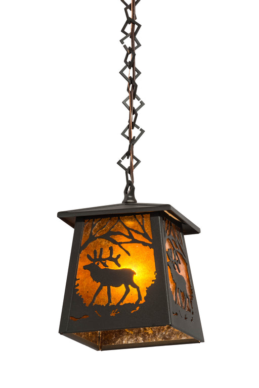 Meyda Tiffany - 178384 - One Light Mini Pendant - Elk At Dawn - Wrought Iron
