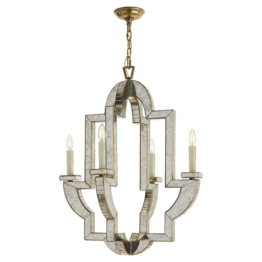 Visual Comfort - NW 5040AM/HAB - Four Light Chandelier - Lido - Antique Mirror with Antique Brass