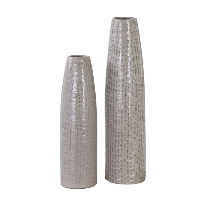 Uttermost - 20156 - Vases, S/2 - Sara - Taupe Glaze w/Darker Brown