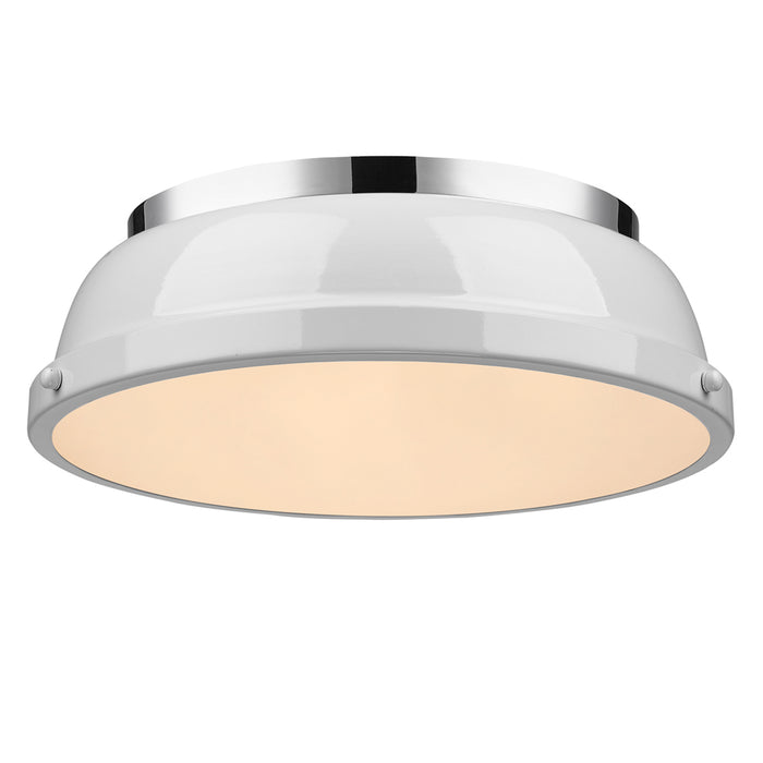 Golden - 3602-14 CH-WH - Two Light Flush Mount - Duncan - Chrome