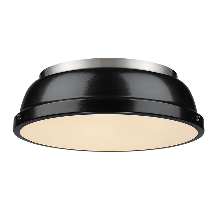 Golden - 3602-14 PW-BK - Two Light Flush Mount - Duncan - Pewter