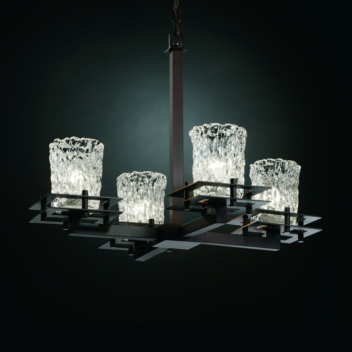 Justice Designs - GLA-8100-16-CLRT-DBRZ - Four Light Chandelier - Veneto Luce™ - Dark Bronze