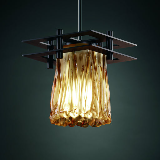 Justice Designs - GLA-8165-16-AMBR-DBRZ-BKCD - One Light Pendant - Veneto Luce™ - Dark Bronze