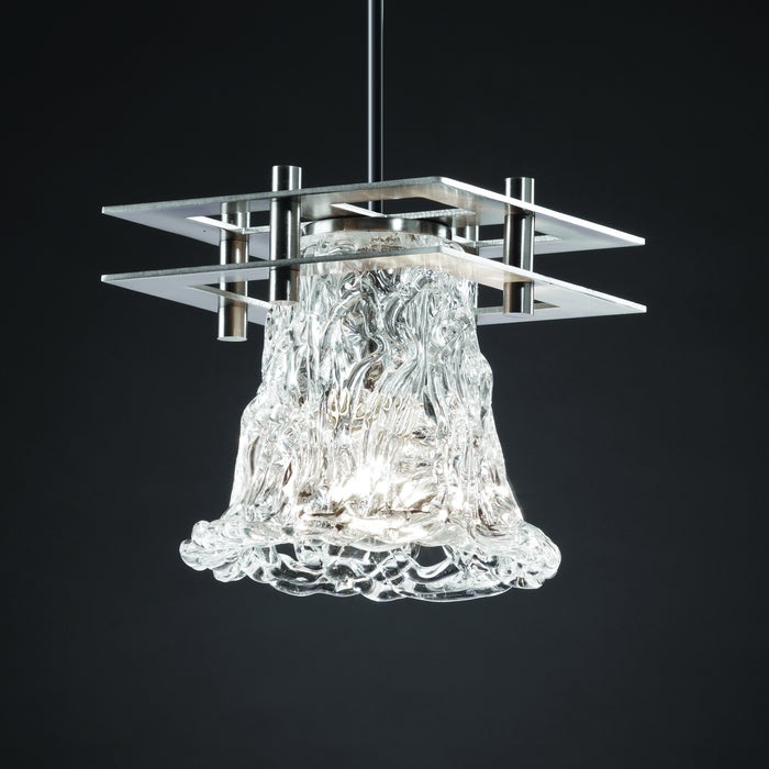 Justice Designs - GLA-8165-20-LACE-NCKL-BKCD - One Light Pendant - Veneto Luce™ - Brushed Nickel