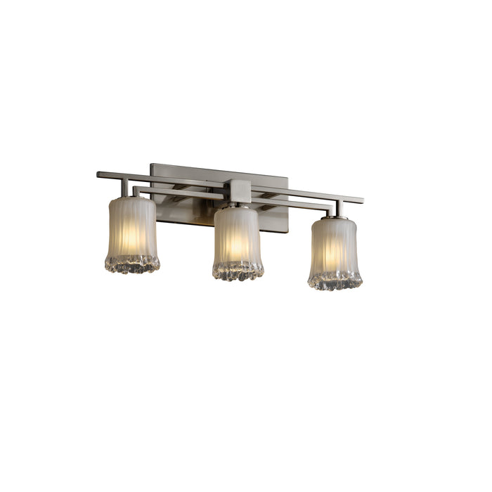 Justice Designs - GLA-8703-16-WTFR-NCKL - Three Light Bath Bar - Veneto Luce™ - Brushed Nickel