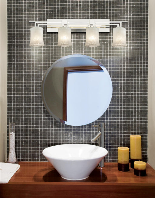 Justice Designs - GLA-8704-16-WHTW-CROM - Four Light Bath Bar - Veneto Luce™ - Polished Chrome