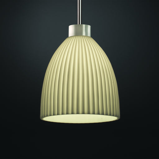 Justice Designs - PNA-8814-18-PLET-NCKL-RIGID - One Light Pendant - Porcelina™ - Brushed Nickel
