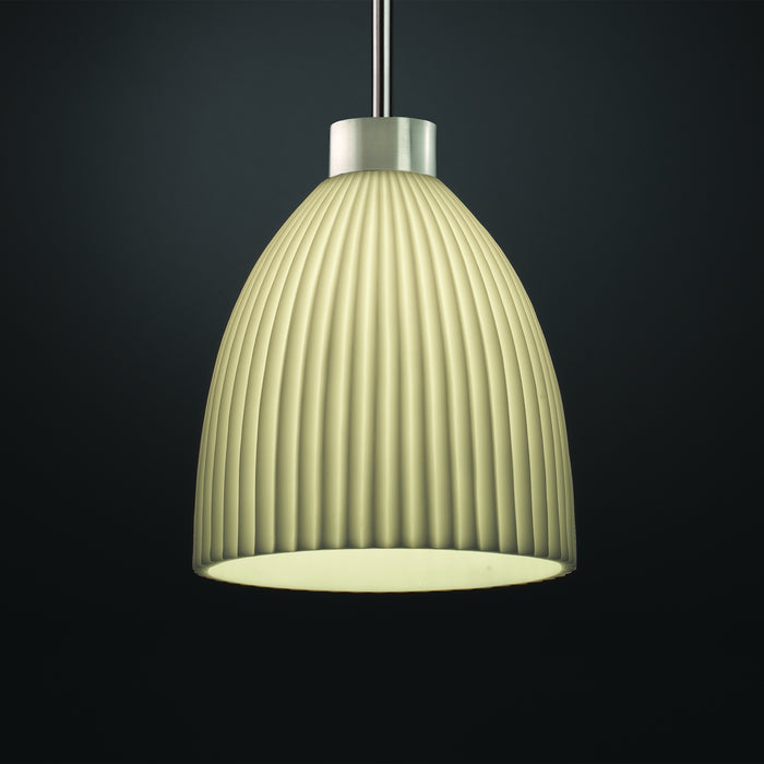 Justice Designs - PNA-8814-18-PLET-NCKL-RIGID - One Light Pendant - Porcelina™ - Brushed Nickel