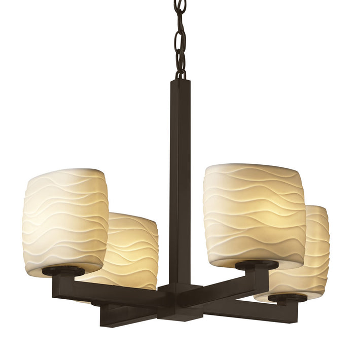 Justice Designs - POR-8829-30-WAVE-DBRZ - Four Light Chandelier - Limoges - Dark Bronze