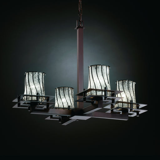 Justice Designs - WGL-8100-10-SWCB-DBRZ - Four Light Chandelier - Wire Glass™ - Dark Bronze