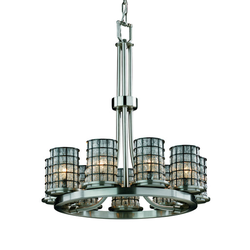 Justice Designs - WGL-8766-10-GRCB-NCKL - Nine Light Chandelier - Wire Glass™ - Brushed Nickel