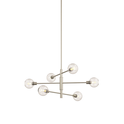 DVI Lighting - DVP20802SN/CH-CL - Six Light Linear Pendant - Ocean Drive - Satin Nickel and Chrome with Clear Glass