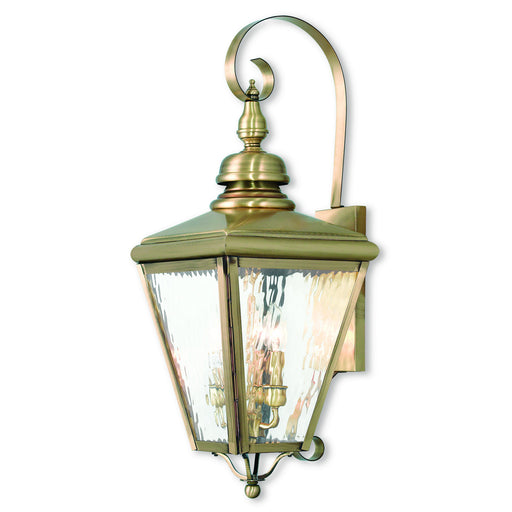 Livex Lighting - 2033-01 - Three Light Outdoor Wall Lantern - Cambridge - Antique Brass