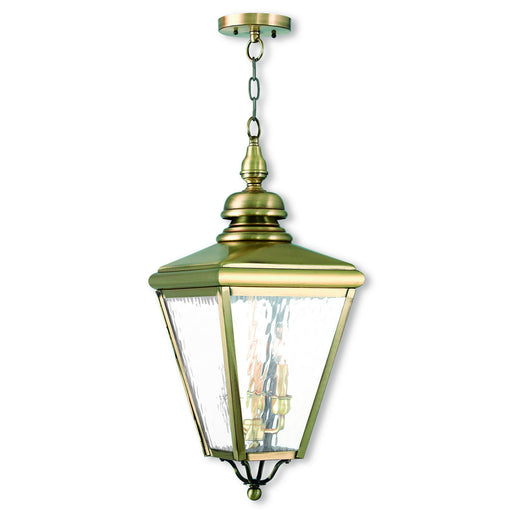 Livex Lighting - 2035-01 - Three Light Outdoor Pendant - Cambridge - Antique Brass