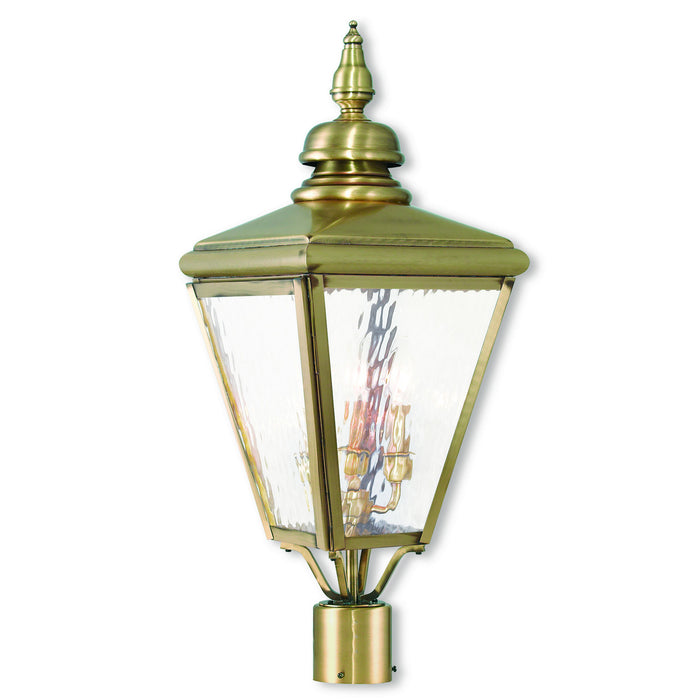 Livex Lighting - 20433-01 - Three Light Post-Top Lanterm - Cambridge - Antique Brass