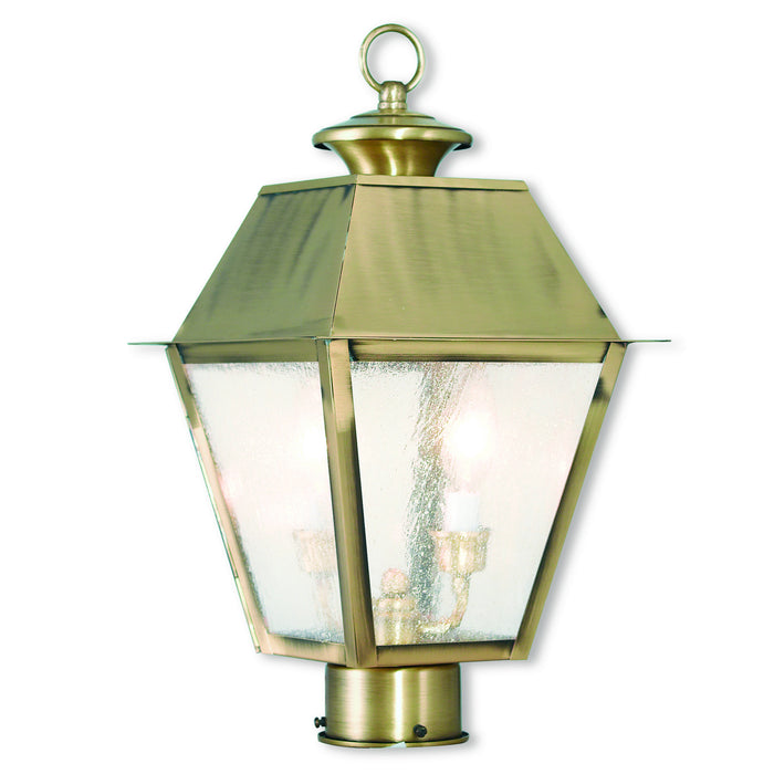 Livex Lighting - 2166-01 - Two Light Outdoor Post Lantern - Mansfield - Antique Brass