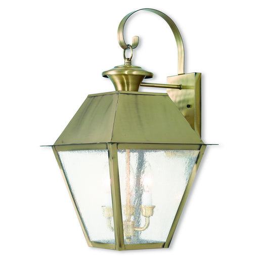 Livex Lighting - 2168-01 - Three Light Outdoor Wall Lantern - Mansfield - Antique Brass