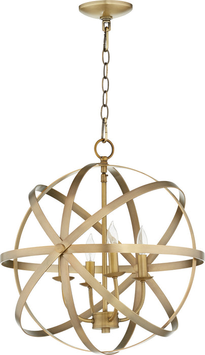 Quorum - 6009-4-80 - Four Light Chandelier - Celeste - Aged Brass