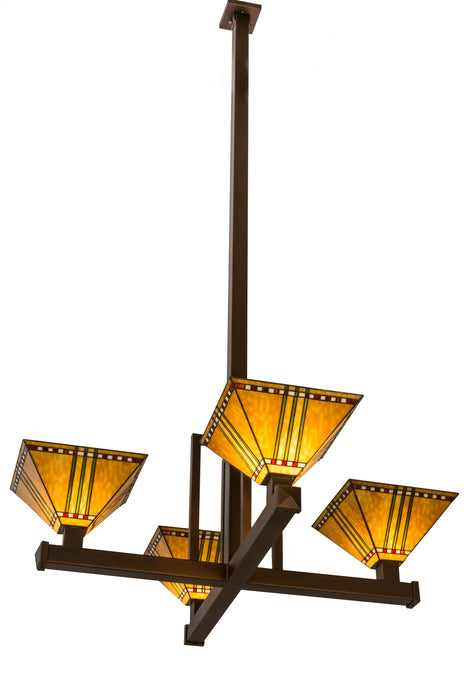 Meyda Tiffany - 169800 - Four Light Inverted Pendant - Prairie Corn - Craftsman Brown