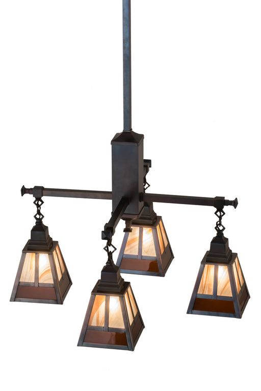 Meyda Tiffany - 174100 - Four Light Chandelier - T`` Mission`` - Craftsman Brown