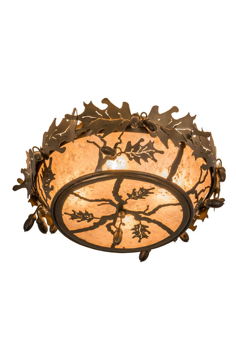 Meyda Tiffany - 178827 - Four Light Flushmount - Oak Leaf & Acorn - Antique Copper