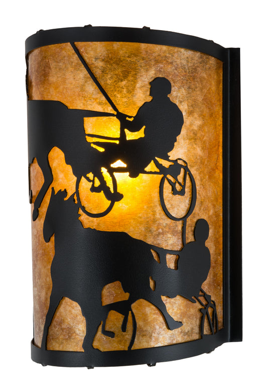 Meyda Tiffany - 180326 - One Light Wall Sconce - County Fair - Textured Black/Amber Mica