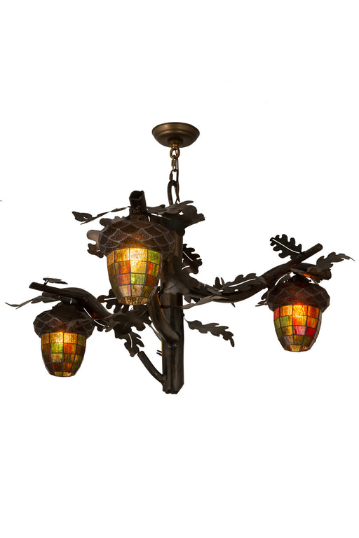 Meyda Tiffany - 180442 - Three Light Chandelier - Acorn Branch - Burnished Copper