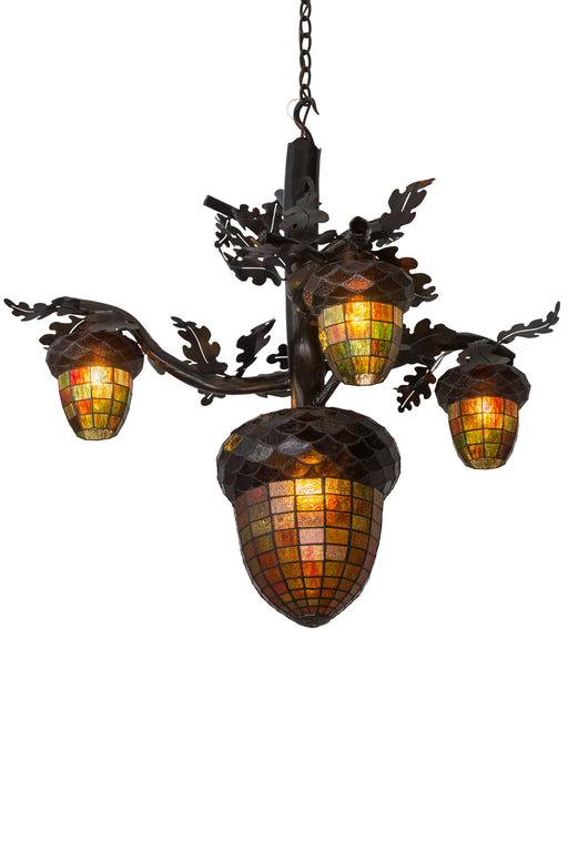 Meyda Tiffany - 180444 - Four Light Chandelier - Acorn Branch - Antique Copper,Burnished