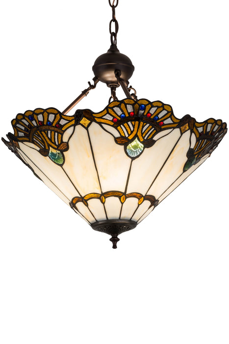 Meyda Tiffany - 185578 - Three Light Inverted Pendant - Shell With Jewels - Mahogany Bronze