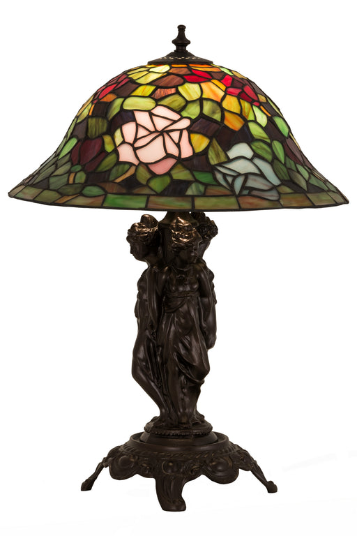 Meyda Tiffany - 27820 - One Light Table Lamp - Rosebush - Mahogany Bronze