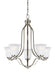 Generation Lighting - 3139005-962 - Five Light Chandelier - Emmons - Brushed Nickel