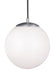 Generation Lighting - 6020-04 - One Light Pendant - Leo - Hanging Globe - Satin Aluminum