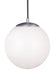Generation Lighting - 6020EN3-04 - One Light Pendant - Leo - Hanging Globe - Satin Aluminum