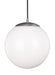 Generation Lighting - 6022-04 - One Light Pendant - Leo - Hanging Globe - Satin Aluminum