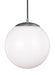 Generation Lighting - 6022EN3-04 - One Light Pendant - Leo - Hanging Globe - Satin Aluminum