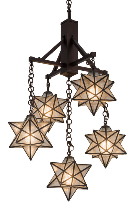 Meyda Tiffany - 184367 - Five Light Chandelier - Moravian Star - Mahogany Bronze