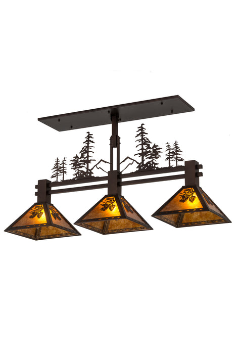 Meyda Tiffany - 185745 - Three Light Island Pendant - Winter Pine - Mahogany Bronze