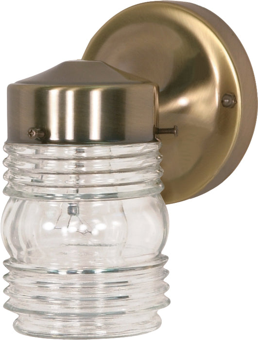 Nuvo Lighting - SF77-995 - One Light Outdoor Wall Lantern - Antique Brass / Clear Ribbed