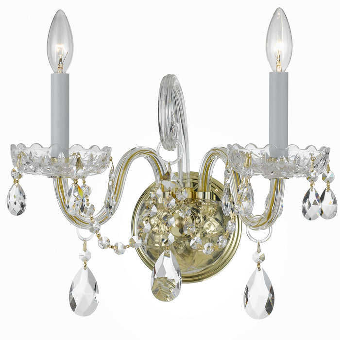 Crystorama - 1032-PB-CL-MWP - Two Light Wall Mount - Traditional Crystal - Polished Brass