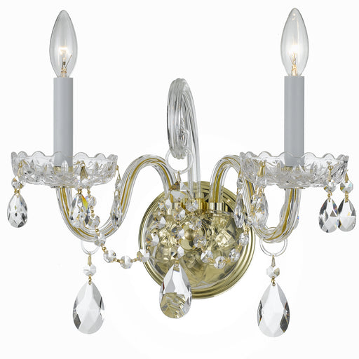 Crystorama - 1032-PB-CL-S - Two Light Wall Mount - Traditional Crystal - Polished Brass