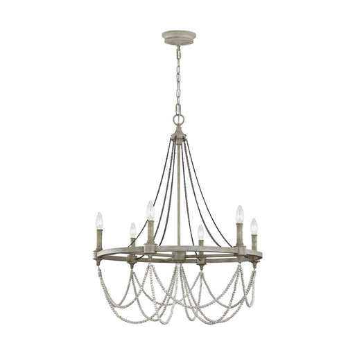 Generation Lighting - F3132/6FWO/DWW - Six Light Chandelier - Beverly - French Washed Oak / Distressed White Wood