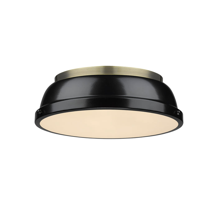 Golden - 3602-14 AB-BK - Two Light Flush Mount - Duncan - Aged Brass