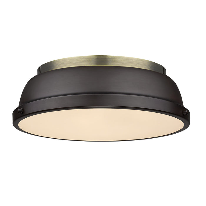 Golden - 3602-14 AB-RBZ - Two Light Flush Mount - Duncan - Aged Brass