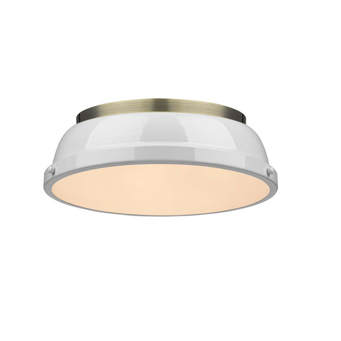 Golden - 3602-14 AB-WH - Two Light Flush Mount - Duncan - Aged Brass