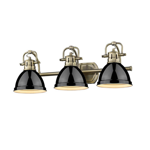 Golden - 3602-BA3 AB-BK - Three Light Bath Vanity - Duncan - Aged Brass