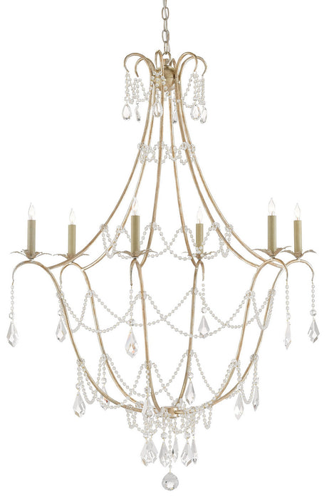 Currey and Company - 9000-0067 - Six Light Chandelier - Lillian August - Silver Granello