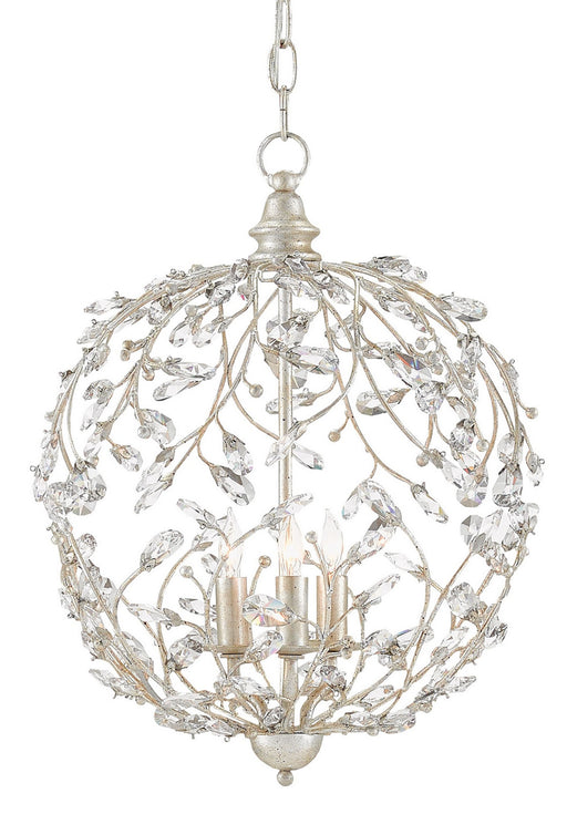 Currey and Company - 9000-0076 - Three Light Chandelier - Crystal Bud - Silver Granello